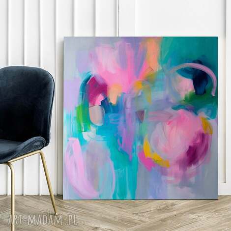 Kolorowa abstrakcja - obraz na płótnie 50x50 cm (canvas) do salonu i biura