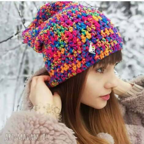 Szary mary: czapka beanie smarfetka robiona na szydełku czapka jesienna, dziergana