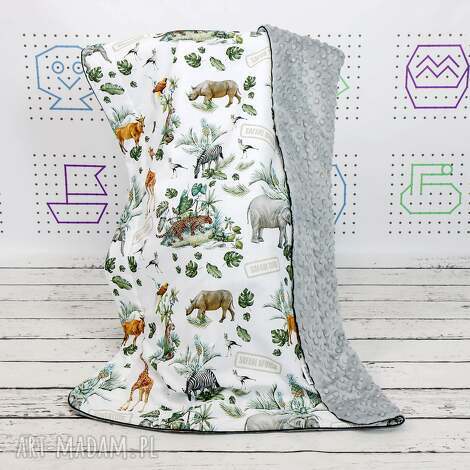 kocyk 135x100 adventure safari, kocyk minky, dla dzieci, minky 100x135