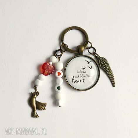 yenoo breloczek - be brave and follow your heart, do kluczy serce ptak, dla niej