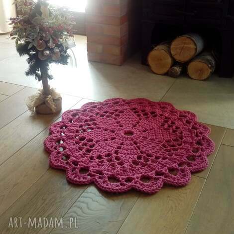 Dywan Dace 80 cm fuksja - mandala lace z bawełny, rękodzieło