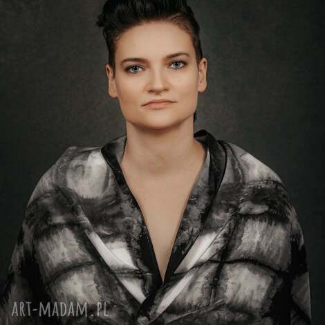 duży szal jedwabny mono, slowfashion rękodzieło artfashion, wyjątkowyprezent