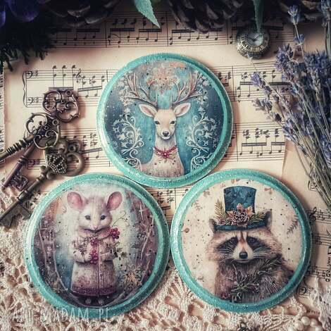 Zimowe podkładki vintage „Baśniowa Kraina” - komplet 3 szt. (10 cm) - Selena Art decoupage