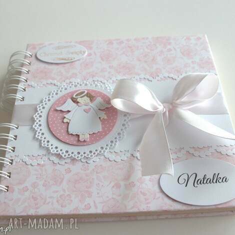 Album scrapbooking 25x25 „Julka” z dedykacją - metalowe narożniki i pudełko (zamówienie)