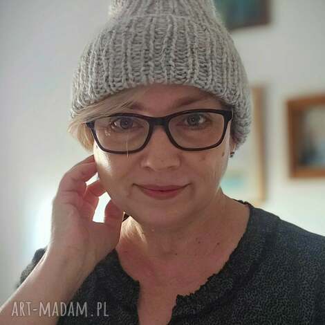 Czapka z merino, moheru i jedwabiu - ręcznie robiona