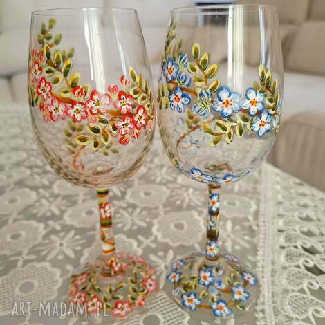 Moda Para! Kieliszki do wina 280 ml - komplet 2 szt. ręcznie malowane