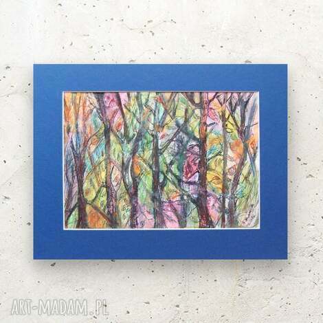 Ręcznie malowany rysunek drzew 30x40 - akwarela do wnętrz boho