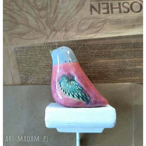 wylegarnia pomyslow wieszak z różowym ptaszkiem, ceramika drewno