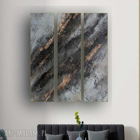 diana abstract art - tryptyk, ręcznie malowany obraz strukturalny, 120x90 cm, ręcznie malowane obrazy