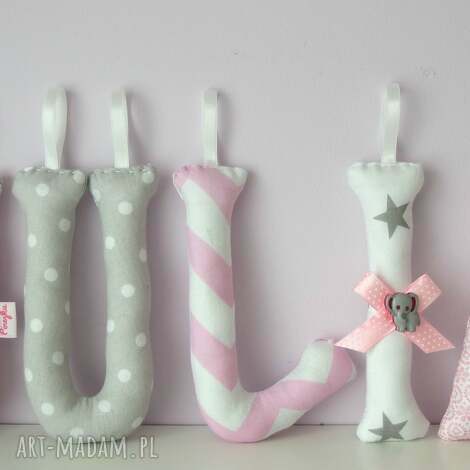 literki szyte imię julia ozdoba pokoju - dziecko, pokój, prezent