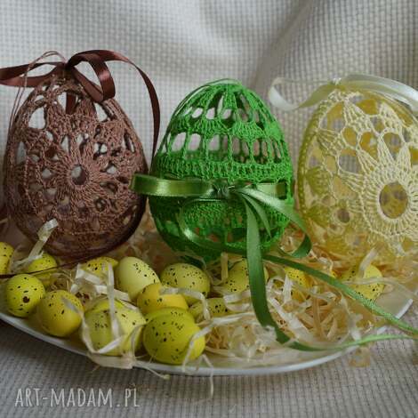Jajko szydełkowe wielkanocne handmade 10,5 cm - nici bawełniane