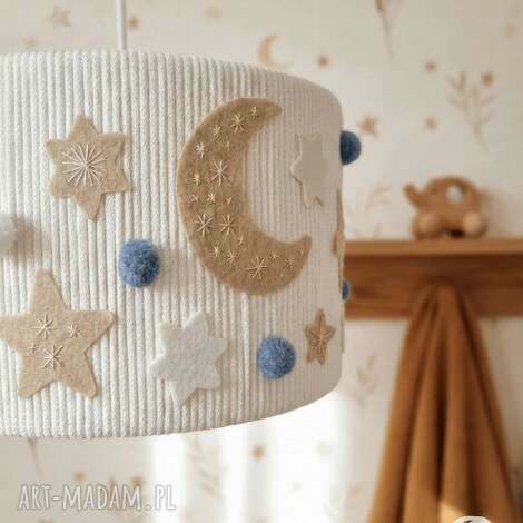 lampa sufitowa noc - skandynawski abażur handmade, pokój dziecka styl boho retro