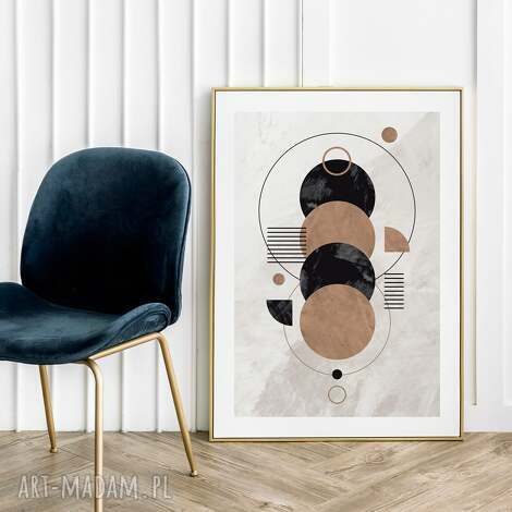 Plakat 50x70 Boho - Brązowa geometria do salonu