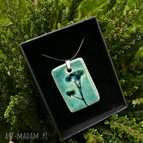 Roślinny naszyjnik ceramiczny handmade - turkusowy