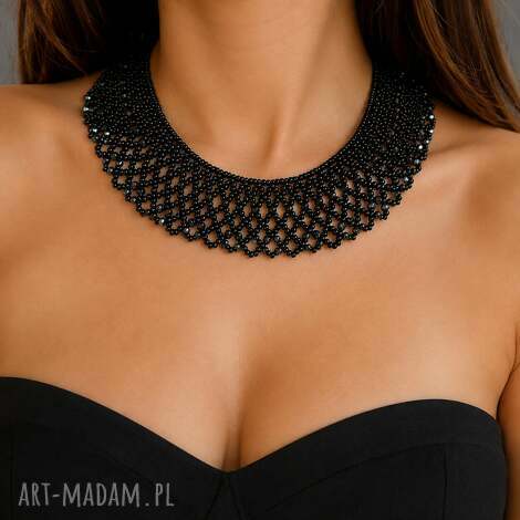 Naszyjnik krywulka Black Lace - czarny choker z koralików