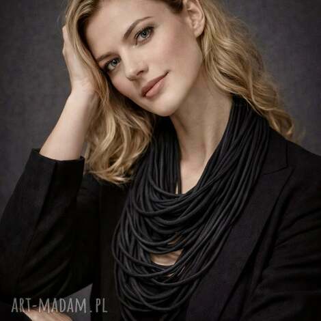 naszyjnik dzianinowy - czarny unisex szal, oryginalny szaliki