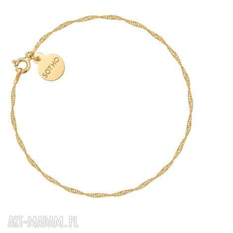 Złota bransoletka Singapore 18 cm - srebro 925 pozłacane 24k (handmade)