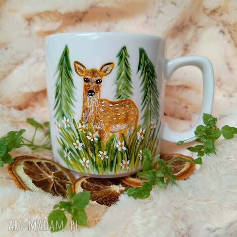 Sarenka na łączce - ręcznie malowany kubek z porcelany 270 ml