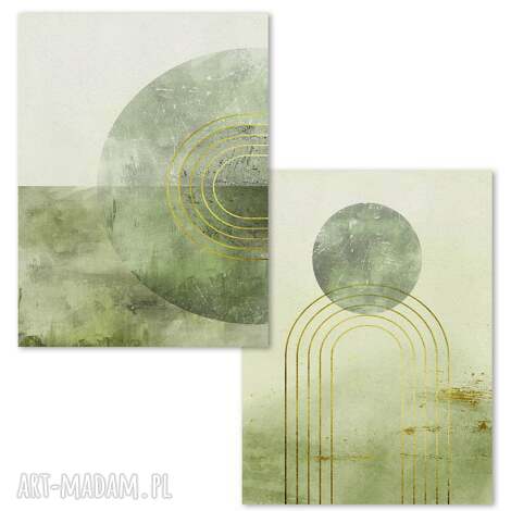 Zestaw plakatów 2x40x50 cm zielone abstrakcje - abstr_15