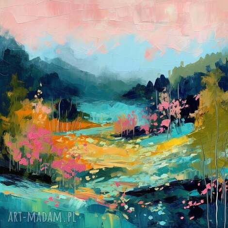 annsayuri art abstrakcyjny krajobraz - obraz na płótnie 70x70 cm wydruk