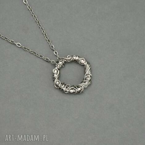 naszyjnik małe kółko, wire wrapping, wisiorek koło, oryginalny prezent