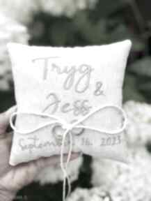 na obrączki, haftowana, ślub tulito pod pudełko poduszka, prezent ślubny, personalizowane