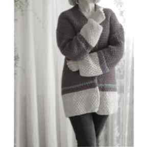 Kardigan aberto fiolet swetry mondu, wełniany, ciepły, na drutach, z alpaki