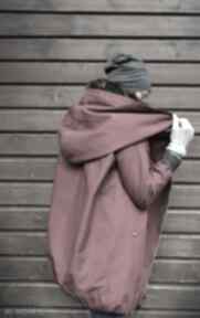Bordowa kurtka oversize burgund na zimę. Płaszcz agagu
