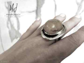 Unikatowy srebrny 925 pierścionek z bursztynem rękodzieło monika piankowska bransoleta