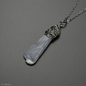 Wisiorek talizman kyanit kianit wire wrapping stal chirurgiczna surowy amulet wisiorki agata