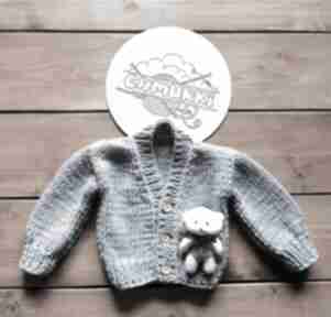 Sweterek z misiem chmurki dziecko, na drutach, wiosna spacer, chłopczyk, dla dzieci