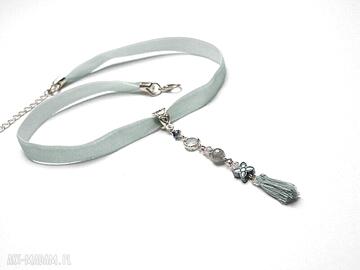 Choker trok mint aksamitka hematyt labradoryt chwost swarovski