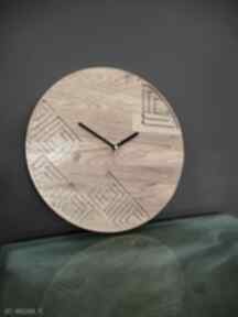 Zegar ścienny z drewna dębowego, frez, wzór nr 3 zegary mymetal