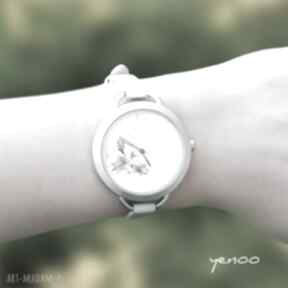 Zegarek, bransoletka - różowa lilia zegarki yenoo, skórzana, kwiat, prezent