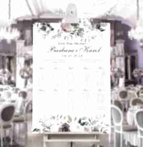 Plan stołów - plakat 50x70 cm romantyczne kwiaty ślub kreatywne wesele - stoły