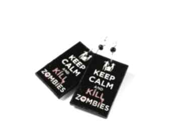 Kolczyki decoupage keep calm and kill zombies theresa ursulas jewelry