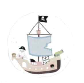 Poduszka mors na statku pokoik dziecka madika design pirat, statek, morska, welurowa