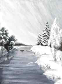 Obraz opowieść zimowa bohemian soul pejzaż, krajobraz, śnieg, rzeka, zima