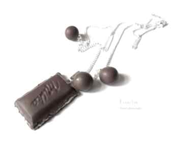 Fimo czekolada posrebrzany naszyjniki