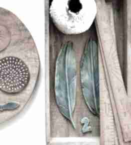 Dekoracje wooden love piórko, pióro ceramiczne, ptak, ceramika, turkus