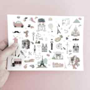 Naklejki paryż scrapbooking albumy wow stickers notesy, paris, bullet journal