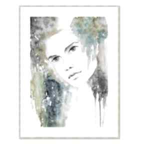 Kobieta, twarz akwarela, oryginalny plakat 50x70 cm 1 plakaty aleksandrab, dekoracja