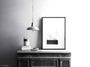 Grafika A3, ręcznie malowane, minimalizm dekoracje art krystyna siwek do salonu, plakat, czarno