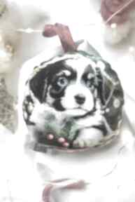 Pomysł na prezent święta. Piesek bombka 12 x12cm dekoracje świąteczne made by langer psy
