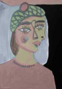 Obraz dama w berecie portret carmenlotsu do salonu, obrazy na zamówienie, malarstwo