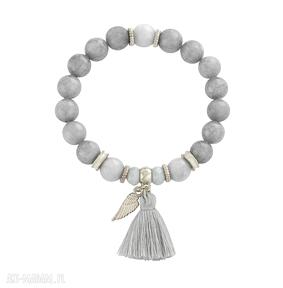 Tassel grey jadeit chwost bransoleta gumce silikonowej wykonana