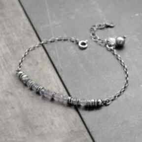 delikatna srebrna bransoletka grey line project perła słodkowodna, srebro, z ametystem, ametyst