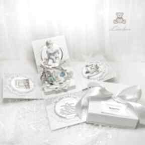 Exploding box na chrzest roczek narodziny "tiny miracle" gotowy scrapbooking kartki lulaczkowo