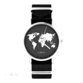 Zegarek - mapa świata czarny, nato, unisex zegarki liliarts