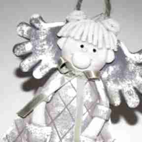 Mała modelka - anioł prezent, na szczęcie, z masy solnej, rękodzieło dekoracje świąteczne